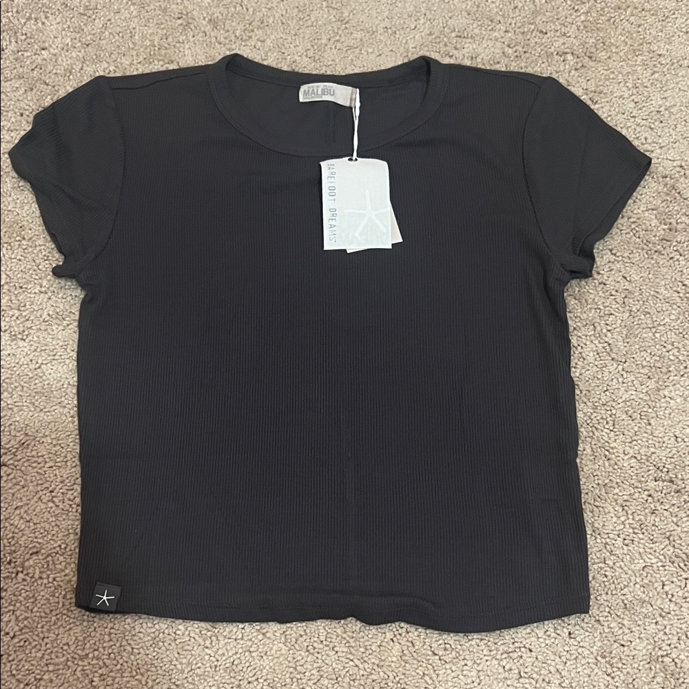 Barefoot Dreams soft rib cropped tee